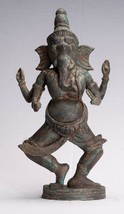 Ganesha Statue - Antik Thai Stil Bronze Tanzend 39cm/40.6cm - $535.64