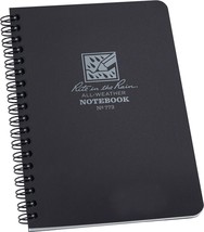 Rite in the Rain Notebook Side Spiral Weatherproof 5&quot; x 7&quot; Black 32 Sheets - £11.42 GBP