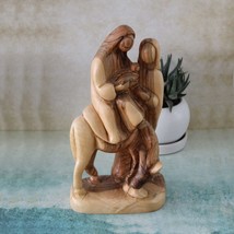 Olive Wood Sculpture of the Holy Family Fleeing From the Holyland to Egy... - £199.85 GBP