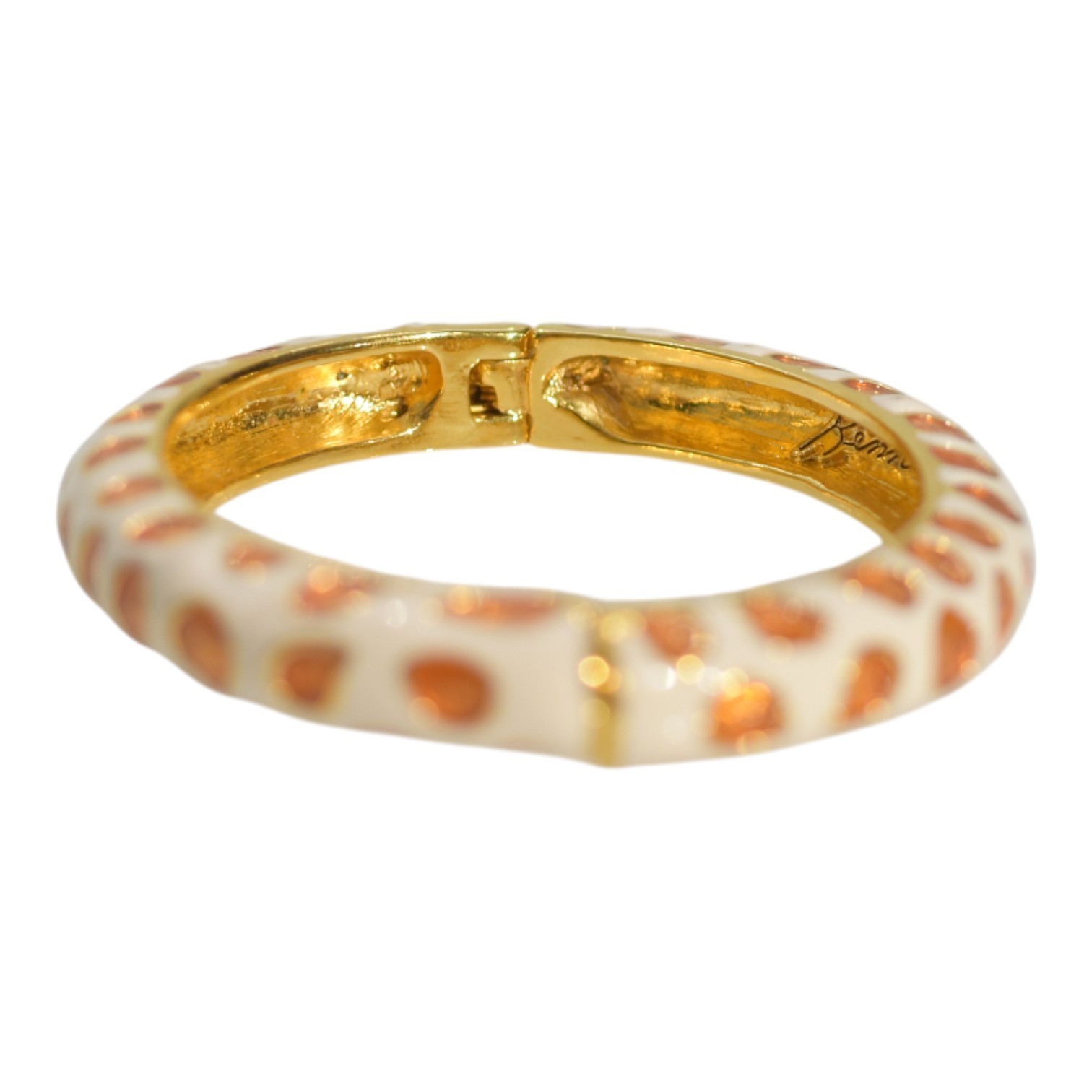 KENNETH JAY LANE Enamel Cuff Bracelet in cream orange and gold print Item image 4