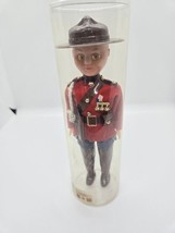 Vtg Celluloid Canadian Mountie Doll Uniform Blinking Eyes 7.5&quot; w Hat - £7.43 GBP