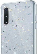 For Samsung Galaxy Note 10 - Hard Rubber Phone Case Cover Clear Glitter Stars - £13.36 GBP