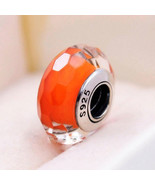 Orange Fascinating Faceted Murano Glass Charm Bead For European Bracelet - $13.70 CAD