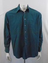BOSA Blue-Green Cotton Blend L/S Button Down Men&#39;s Dress Shirt Size 15 1... - $7.92