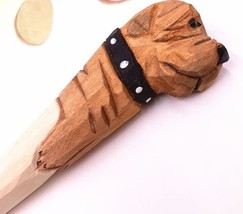 Dog Wooden Pen Hand Carved Wood Ballpoint Hand Made Handcrafted V15 - £6.33 GBP