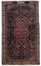 Handmade antique Persian distressed Jozan rug 4.1&#39; x 7.1&#39; (127cm x 217cm) 1900s - £2,332.22 GBP