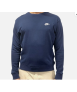 Nike Men’s Club Fleece Crew Obsidian White Pullover BV2662-410 Small Fas... - $554.38 MXN