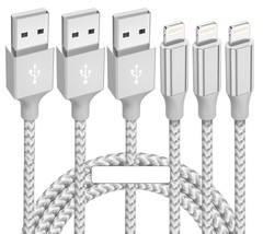 3 Pack 10 ft Nylon Braided Cable Fast Charging Cord Compatible with iPhone - £7.78 GBP