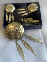 Vtg Montana Silversmiths Sterling Silver Plate Jewelry Set Tribal Feathe... - £23.35 GBP