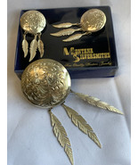 Vtg Montana Silversmiths Sterling Silver Plate Jewelry Set Tribal Feathe... - £23.62 GBP