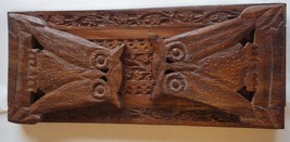 Antique Owl Sliding Bookrack Bookend Carved Wood Folding India Great Quality - £97.17 GBP