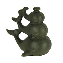 Rust Brown Cast Iron Triple Stacked Whale Figurine - £11.20 GBP