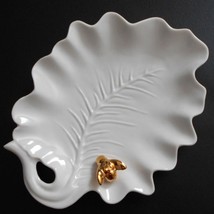 Graces Teaware Candy Dish Golden Bee Leaf Bowl Serving Dish - £19.33 GBP
