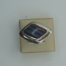 Vintage Signed DTR Jay King 925 Sterling Rainbow Calsilica Stone Ring Si... - $53.96