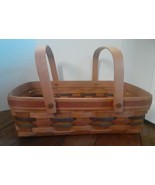 1991 Longaberger Medium Chore Basket Multicolor 2 handle easter useful - $40.00
