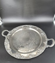 Antique Continental Silver Co. Tray Copper Base Silverplate Serving  Ear... - $38.63