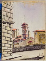 Vintage Watercolor Painting on Paper Florence Italy Via Tornabuoni tob - £178.04 GBP