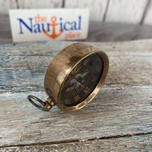 Antique Finish Brass Pocket Compass Old Vintage Style Nautical Keychain item - £14.87 GBP