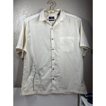 Caribbean Joe Hawaiian Shirt Men&#39;s Cream Palm Tree Casual Short Sleeve S... - $409.56 MXN