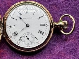 Solid 14K Yellow Gold Waltham Pocket Watch - £509.60 GBP