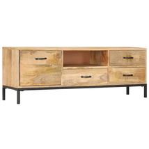 Industrial Rustic Vintage Wooden Mango Wood TV Tele Stand Cabinet Unit 4 Drawers - £299.95 GBP