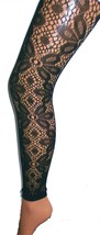 Black Funky Flower Fishnet Lace FOOTLESS TIGHTS XL pantyhose Hippie Net ... - £9.43 GBP