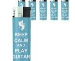 Butane Refillable Gas Lighter Set of 5 Keep Calm and Play Guitar Design-011 - $15.79