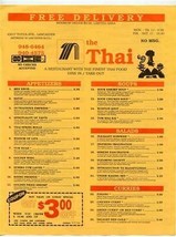 The Thai Restaurant Menu Yucca Avenue Lancaster California 1994 - £14.70 GBP