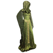 Womens Renaissance Gown Costume 2XL Plus Size Medieval Dress Green Hooded - $95.25