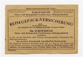 Reisegepack Versicherung Travel Luggage Insurance Card w/ Stamp 1949 Germany  - £14.01 GBP