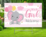 Baby Shower Yard Sign with Stake Gender Reveal Yard Sign Blue Pink Eleph... - £16.66 GBP