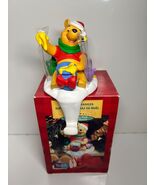 Disney Winnie The Pooh Christmas Stocking Hanger With Santa Hat &amp; Festiv... - $19.77