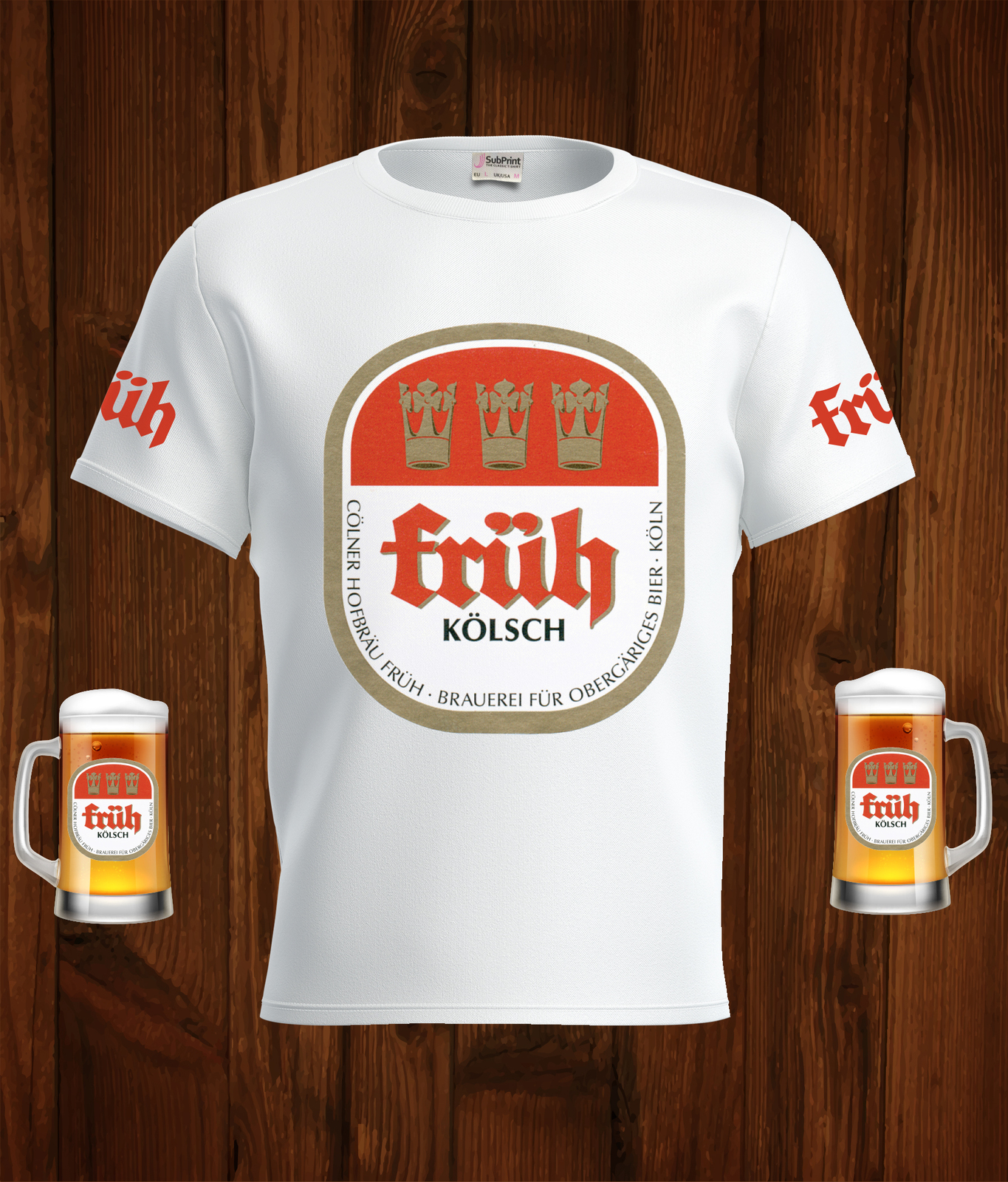 Primary image for Fruh Kolsch Beer Logo White Short Sleeve  T-Shirt Gift New Fashion 
