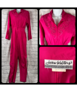 VTG Joan Walters Petites One Piece Womens Sze 10 Zip-Up Jumpsuit Shoulde... - $91.47