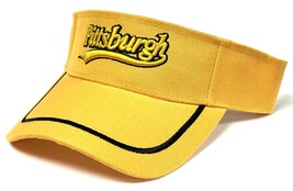 Pittsburgh City Yellow Script Golf Visor Hat Cap Adult Men&#39;s Adjustable - $220.65 MXN