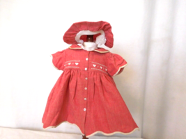 American Girl Pleasant Company Bitty Baby Valentine&#39;s day Outfit 1997 Dress Hat - £18.63 GBP
