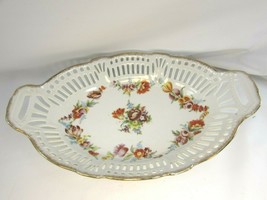 Schwarzenhammer ? Germany Vintage Reticulated Pierced Floral Oval Dish 32994 - £35.60 GBP