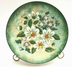 Vintage Enamel on Copper Floral Design 7.5&quot; plate Liliana Bustamante Chile - £15.63 GBP