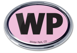 winter park colorado pink chrome auto emblem decal usa made - £30.05 GBP