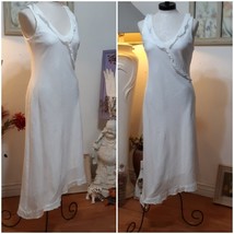 Womens White Dress Sleeveless V neck Layered dress barn sz8 - £11.85 GBP