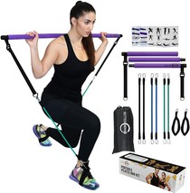 Upgraded Portable Pilates Bar Kit for Full-Body Workout NEW - £36.59 GBP