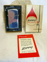 Vtg 1974 Zippo Vietnam Era Blank Initial Plate Stripes In Box w/ Paper S... - £39.58 GBP