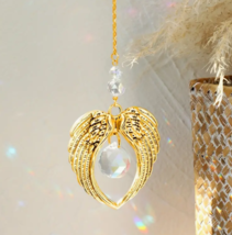 Remembrance Angel Wings Crystal Sun Catcher - Guardian Angel Crystal &amp; Gold - £11.95 GBP