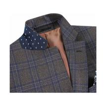 Men's Soft Wool Sport Coat English Plaid Window Pane 556-9 Brown Blue Renoir image 5