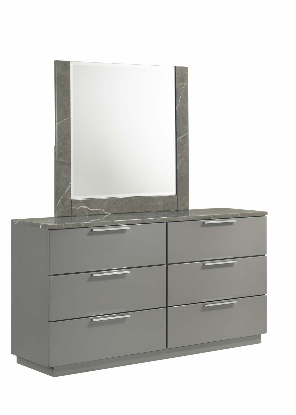 Elara Dresser Gray Two-Tone High-Gloss Marble Lacquer Drawers Item image 6
