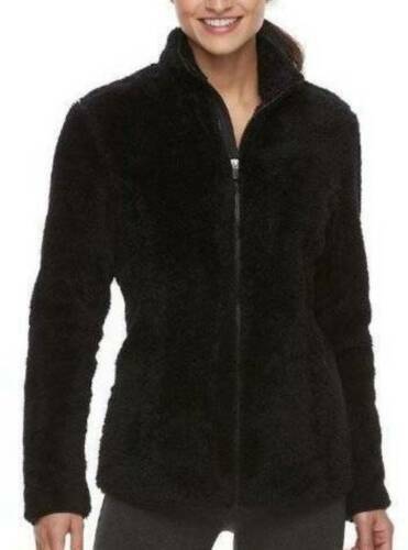 Womens Jacket Sherpa Fleece Fila Sport Black Zip Up Moisture Wicking $55-size M