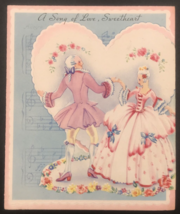 Vintage Doubl-Glo Embossed Couple Waltzing Dancing Sweetheart Valentine&#39;s Card - £8.27 GBP