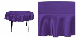 1pc 70 in. Round Satin Tablecloths, for Event &amp; Wedding - Purple - P01 - £29.41 GBP