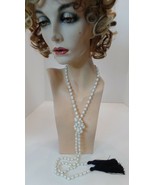 66&quot; of Freshwater Pearls Knotted W Black Tassels on Each End - £46.72 GBP
