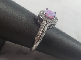 Womens Vintage Estate Sterling Silver Pink Opal Stone Ring 3.4g E5904 - £23.74 GBP